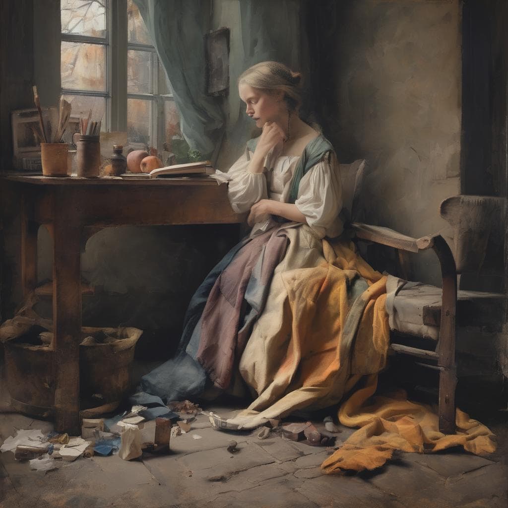 Αρχαία τέχνη στη σύγχρονη έκφραση, γυναίκα στο εργαστήριο ζωγραφικής, διαχρονική εικαστική δημιουργία, τέχνη και ιστορία.